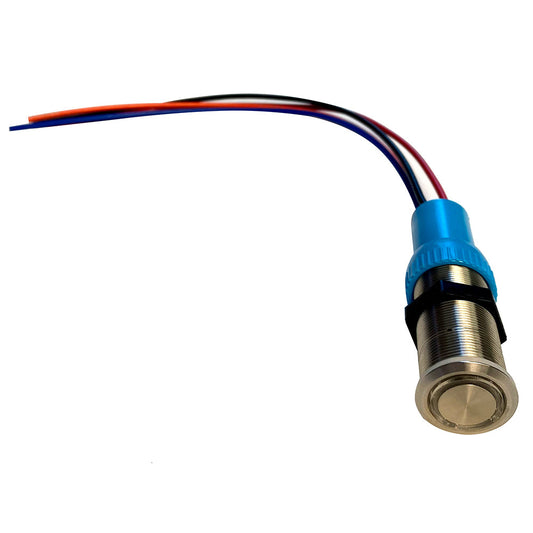 Bluewater 22mm Push Button Switch - Nav/Anc Contact - Blue/Green/Red LED - 4' Lead [9059-3114-4]