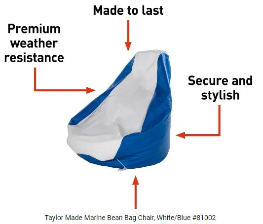 Taylor Made Marine Bean Bag Chair, White/Blue  81002  2020193614