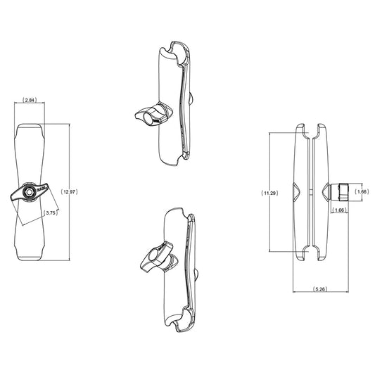 RAM Mount Long Double Socket Arm f/2.25" Ball Bases [RAM-D-201U-E]