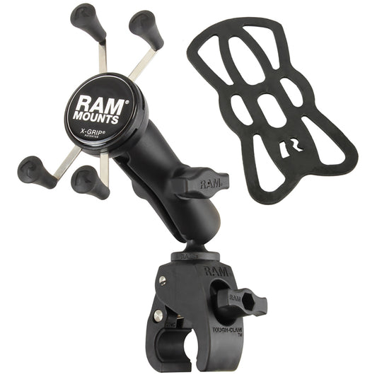 RAM Mount Small Tough-Claw Base w/Double Socket Arm  Universal X-Grip Cell/iPhone Cradle [RAM-B-400-UN7]