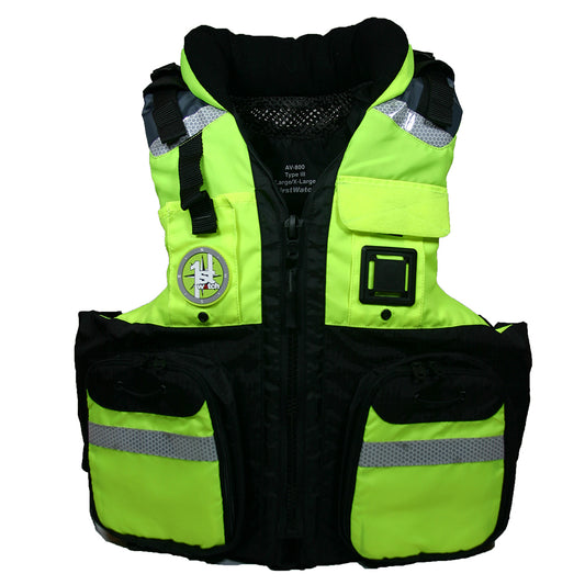 First Watch AV-800 Four Pocket Flotation Vest - Hi-Vis Yellow - Large to XL [AV-800-HV-L/XL]