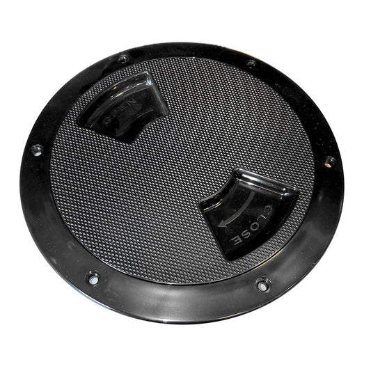 Sea-Dog Quarter-Turn Textured Deck Plate w/Internal Collar - Black - 8" [336387-1]