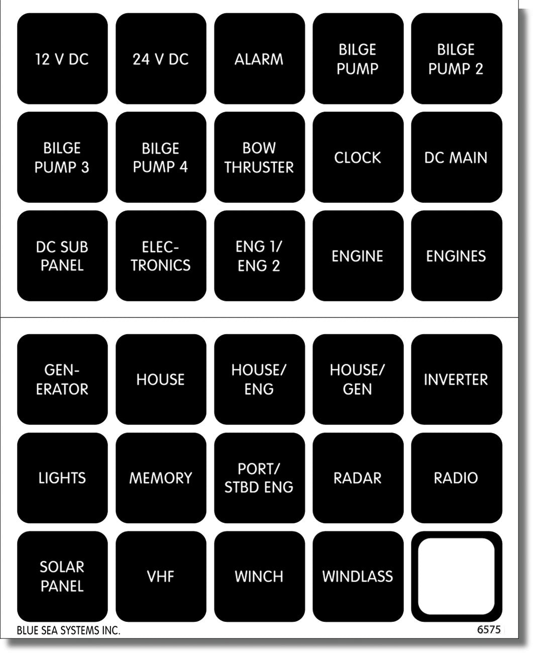 Blue Sea 4218 Square Format Label Set for Battery Management Panels - 30 [4218]