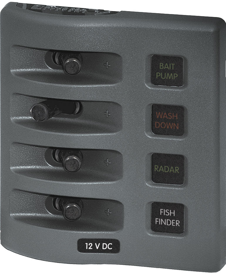 Blue Sea 4304 WeatherDeck Water Resistant Fuse Panel - 4 Position - Grey [4304]