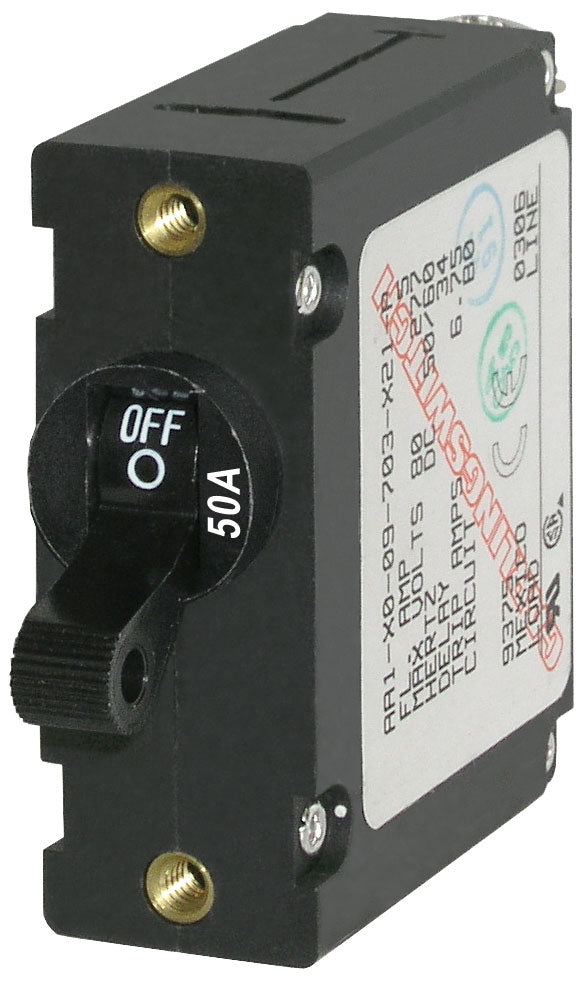 Blue Sea 7228 AC / DC Single Pole Magnetic World Circuit Breaker  -  50 Amp [7228]