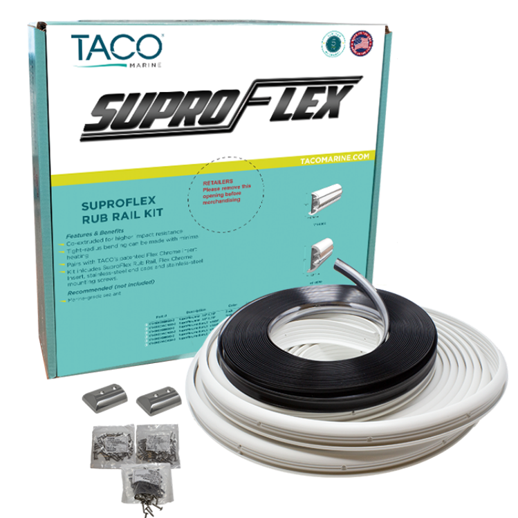 TACO SuproFlex Rub Rail Kit - White with Flex Chrome Insert - 2"H x 1.2"W x 60L [V11-9990WCM60-2]