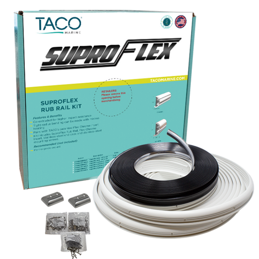 TACO SuproFlex Rub Rail Kit - White with Flex Chrome Insert - 2"H x 1.2"W x 60L [V11-9990WCM60-2]