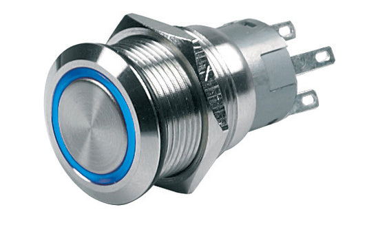 BEP Push-Button Switch 12V Momentary On/Off - Blue LED [80-511-0004-00]