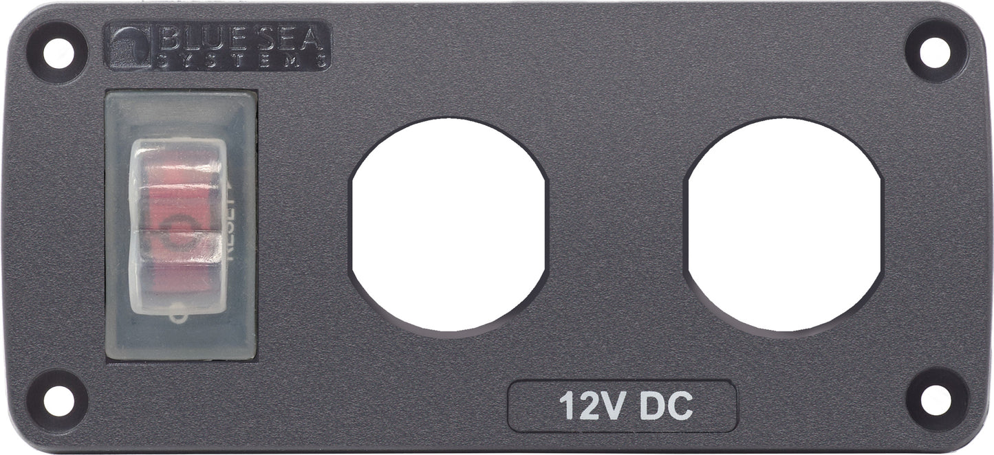 Blue Sea 4364 Water Resistant USB Accessory Panel - 15A Circuit Breaker, 2x Blank Apertures [4364]