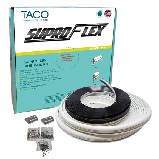 TACO SuproFlex Rub Rail Kit - White w/Flex Chrome Insert - 1.6"H x .78"W x 60L [V11-9960WCM60-2]