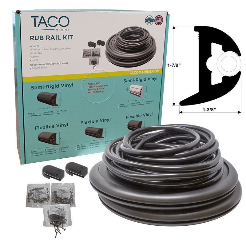 TACO Flex Vinyl Rub Rail Kit - Black w/Black Insert - 50' - 1-7/8" X 1-3/8" [V11-3426BBK50-2]