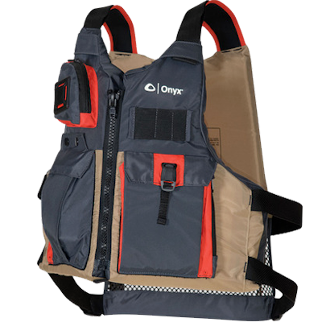 Onyx Kayak Fishing Vest - Adult Universal - Tan/Grey [121700-706-004-17]