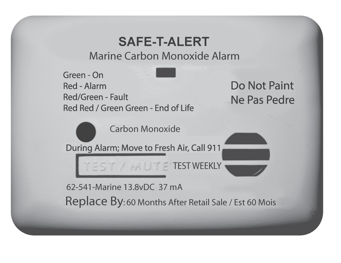 Safe-T-Alert 62 Series Carbon Monoxide Alarm - 12V - 62-541-Marine Surface Mount - White [62-541-MARINE]