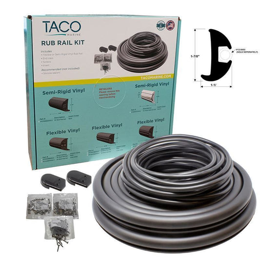 TACO Flex Vinyl Rub Rail Kit - Black w/Black Insert - 70' - 1-7/8" x 1-1/16" [V11-2423BBK70-2]