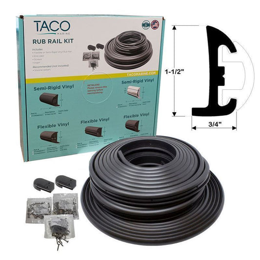 TACO Semi-Rigid Rub Rail Kit - Black w/Black Insert - 50' [V11-9795BBK50D-2]